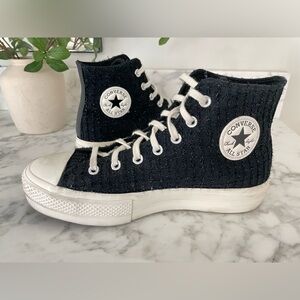 Converse BEADED Black High Top Lift Platform Sequins Shoes Womens Size 9.5